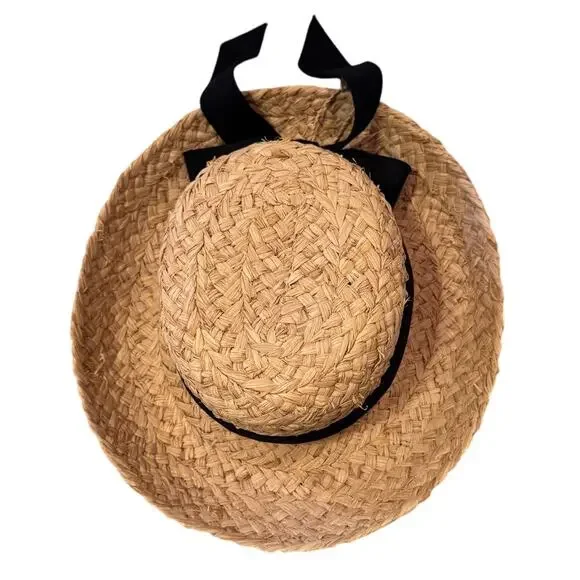 Scala | Accessories | Scala Raffia Sun Straw Hat Black  display picture 3